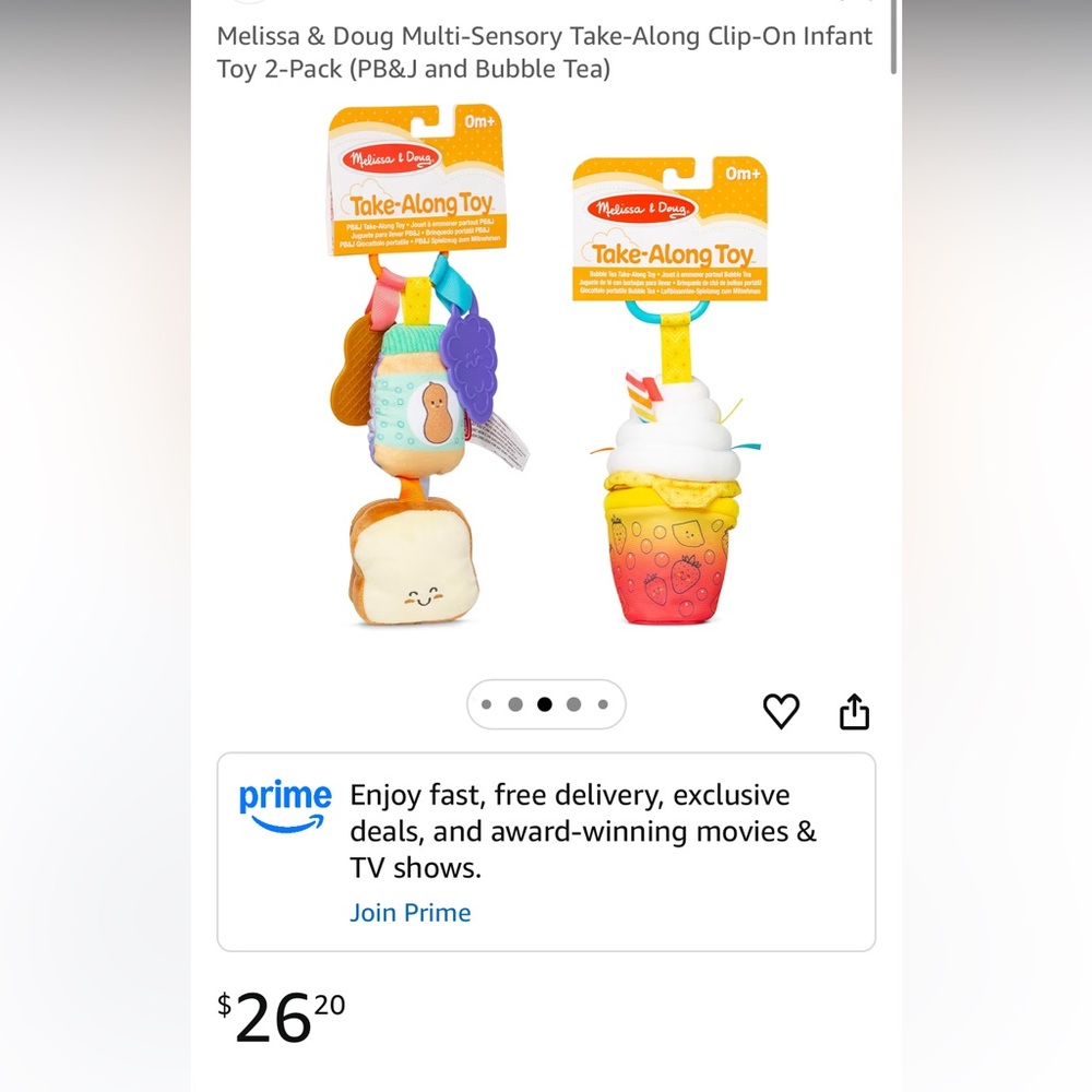 Melissa & Doug Multi-Sensory Take-Along Clip-On Infant Toy - Bubble Tea Only